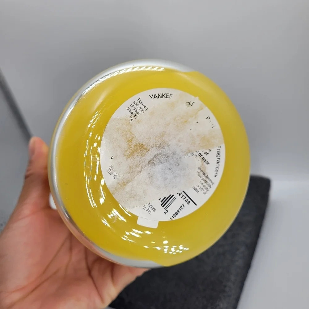 Yankee Candle RARE Retired Lemon Large Jar Candle Yellow Heavy Glass Lid 22 Oz